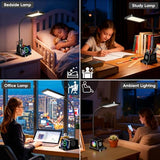 cozoo LED Desk Lamp for Home Office, 15W Bright Desk Light with Wireless Charger Pen Holder, Gooseneck Small Table Lamp