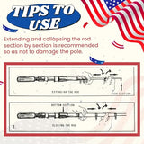 WIDDEN Kids Fishing Pole - Portable Telescopic Fishing Rod Set with Spincast Reel, Net, Bucket and Tackle Box - Patriotic American Flag Fishing Gear for Boys Girls Youth - 4th of July Gift