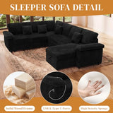Modular Sectional Sleeper Sofa with Pull Out Bed, 104" U Shaped 7 Seat Cloud Sectional Couches for Living Room