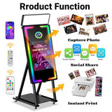 Magic Mirror Photo Booth with Printer,45-22" Touch Screen Mirror Photo Booth Machine with Flight Case