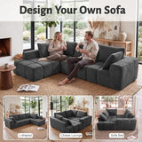 116" Modular Boneless Couch for Living Room