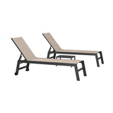 PURPLE LEAF Patio Chaise Lounge Set of 2 with Side Table, Aluminum, Taupe
