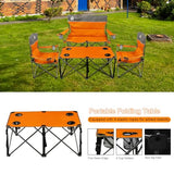 Northroad Folding Camping Chair Set of 4, Portable Collapsible Conversation Set w/1 Sofa, 2 Single Chairs, 1 Table for Family Patio, Outdoor Travel, Beach(Orange)