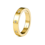 JINEAR 4mm North Star Gold Wedding Bands for Women and Men, 14K Gold Plated Cute Stackable Rings Cubic Zirconia Statement Plain Flat Finger Ring Thumb Pinky Ring High Polish Non Tarnish Comfort Fit