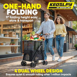 Upgraded Folding Shopping Cart & Pet Stroller 99 LB, 2-in-1 Personal Portable Shopping Cart
