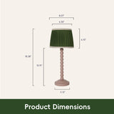 Pink Wood Base Table lamp,8x8x18 inch Country Style Desk lamp,Modern Pleated lampshade Suitable for bedrooms and Offices Pack of 2 (Bulbs Not Included)