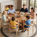 LITTLE TREE Round Dining Table for 4-6 People, 47 Inches Dining Room Table with Wooden Pedestal Base, Brown Dinner Tables, Circle Kitchen Table