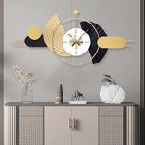 AXAORIRA 39x18 Inch Modern Decorative Wall Clock Battery Operated, Unique Silent Non-Ticking Large Clocks for Living Room, Kitchen, Bedroom, Office – Abstract Design Timepiece