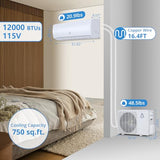 21 Seer2 Split Air Conditioner, 12,000 Btus Mini Split Ac/Heating System, Inverter Ductless Air Conditioner w/Alexa, Heat Pump & Installation Kit, Wall Mounted Ac Unit Cools Room Up to 750 Sq.Ft, 115V