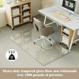 Koonmi Tempered Glass Chair Mat for Hardwood Floors & Carpets, 30" x 55“ Transparent Heavy Duty Office Floor