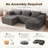 Modular Boneless U-Shaped Couches for Living Room with Side Pockets
