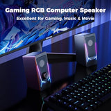 Gaming PC Speakers with Enhanced Bass and Volume Control, Stereo 2.0 USB Powered 3.5mm Aux Multimedia Speakers for Laptop