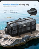TideRex Large Fishing Tackle Bag for Soft Plastic Baits Storage, 20PCS Soft Bait Clear Storage Bag, Adjustable Fishing Gear Organizer for Weights, Reels & Hooks, 900D Waterproof Oxford Fabric, Black
