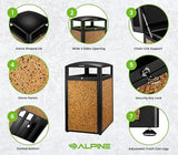 Alpine Outdoor Commercial Trash Can with Lid - 40 Gallon Heavy Duty Metal Garbage Can with Removable Bin