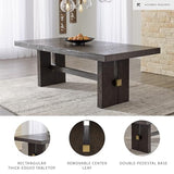 Signature Design by Ashley Burkhaus Rectangle Dining Room Extension Table, Removable Center Leaf, Seats up to 8, Wood, 40" W x 90" D x 30.25" H, Dark Brown