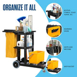 Cleaning Caddy with Wheels, for Housekeeping, Janitor, Custodian, House Keeping, Maintenance, Rolling Supply Organizer