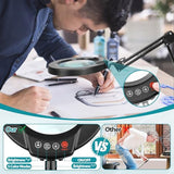Magnifying Glass with Light and Stand, 2-in-1 Desk Lamp & Clamp Light, Seylae 5 Color Modes