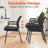 Office Reception Guest Chair Mesh Back Stacking with Ergonomic Lumbar Support and Thickened Seat