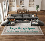 Modular Sectional Sofa, 132" U Shaped Couch with Storage, Chenille