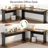 LITTLE TREE 83 Inch L-Shaped Office Desk with Drawers, Large Executive Office Desk