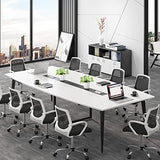 8FT Conference Table, 94.48L x 47.24W x 29.52H Inches Large Boat Shaped Meeting Seminar Table with Cable Grommets