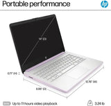 HP 14" LED Business &Student Laptop with 1-Year Office 365, 4GB RAM 640GB Storage (128GB UFS + 512GB SD Card), Intel Quad-Core N150 Processor, Windows 11 S, PLUSERA Earphones, Honey Lavender