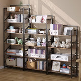 JSB No Assembly Folding Bookshelf, 6 Tier Industrial Metal Book Shelf for Storage