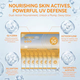 50PCS Mini Sunscreen Bulk, Travel Size Sunscreen SPF 50+, Sunscreen Packets, Bulk Mini Sunscreen for Face & Body, Lightweight, Waterproof & Non-Greasy, Perfect for Thank You Gifts & Beach Must Haves