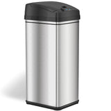 13 Gallon Kitchen Trash Can with Lid and Odor Filter, Motion Sensor Stainless Steel Rectangular Trash Can iTouchless