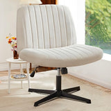 NEWBULIG Wide Seat Home Office Desk Chair Armless, Cross Legged Ergonomic Chair for Bedroom or Study, Adjustable Height Swivel