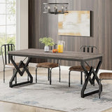 63 Inch Executive Desk, Large Office Computer Desk with Extra Thick Wooden Tabletop and Metal Frame, Gray