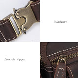 European Brown Men's Leather Large capacity Zipper Single shoulder Crossbody Waist Bag