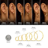 Solid 14K Gold Square-Tubed Round Hoop Earrings for Women