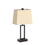 Lolikit Table Lamp for Bedroom Set of 2 with 2 USB Ports and AC Power Outlet, 23.5" Modern Bedside Lamp, Wood Nightstand Lamp with Linen Shade for Living Room Hotel Desk(LED Bulb Included)