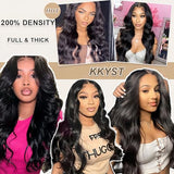 30 Inch Body Wave Lace Front Wigs Human Hair 200% Density Body Wave Human Hair Wig Glueless Wigs Human Hair Pre Plucked with Baby Hair 13x6 Transparent HD Lace Front Wigs Human Hair Natural Black