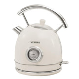 VEMIYA Retro Electric Kettle 1.7L – Stainless Steel Tea Kettle with Premium Gloss Finish, Fast Boiling, Auto Shut-Off & Boil-Dry Protection – Vintage Electric Water Boiler for Kitchen (Ivory White)