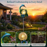 Voumsil Solar Garden Lights Outdoor - Decorative Metal Heron Stake with Cracked Glass Ball, Weather Resistant Auto-On Landscape Lighting for Yard Patio Lawn Pathway Decor, Gardening Gift for Mom