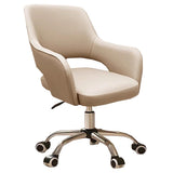 Leather Desk Gaming Chairs with Wheels Home Office Chair Ergonomic with Arms Upholstered Executive Task Chair Swivel Rolling Vanity Chairs for Office,Study,Bedroom(Khaki)