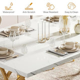 Tribesigns Modern Dining Table, 63" Large Kitchen Table for 4-6 People, Unique Rectangular Dinner Table