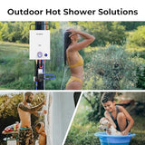 CAMPLUX Propane Tankless Water Heater with Pump F10 Pro, 2.64 GPM Camping Gas Water Heater with Pump Pack Kits, Outdoor Installation, First Series, White