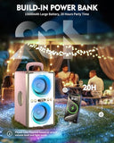 YIER Bluetooth Speaker, 240W Peak Loud Party Speaker with Big Bass, 20H Playtime, TWS, BT5.3, Large Portable Wireless Boom Box with LED Light for Outdoor Backyard Beach Home (Leather Pink)