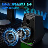 Computer Gaming Speakers for Desktop PC - 30W Powered Monitor Speakers with Bluetooth/AUX/Type-C Connections