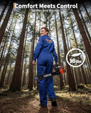 52cc Gas Powered Chainsaw, 2-Stroke Engine with Quick Start & Ergonomic Non-Slip Handle for Efficient Wood Cutting, Tree Trimming and Land Clearing- Orange