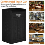40 Gallon Restaurant Trash Can Cabinet, Wooden Commercial Trash Can with Tray Holder