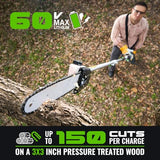 Novorikx 60V Pole Saw for Tree Trimming, High-Power Electric Pole Chainsaw with 10-Inch Bar, 15FT Reach Battery Powered Pole Saw for Heavy-Duty Branch Cuttin
