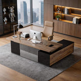 70.86 Inch Large Executive Desk with Drawers Cabinet, L Shaped Office Desk