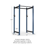 Titan Fitness T-3 Series Blue Short Power Rack, 36in Depth, 1,100 LB Capacity Cage for Weightlifting and Strength Training