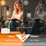 Set of 2 Industrial Touch Control Table Lamps with USB C+A Ports and AC Outlet - 3-Way Dimmable Black Bedside Lamps Nightstand Desk Lamps