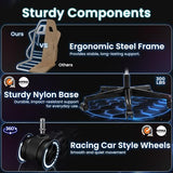 N-GEN GAMING Video Gaming Chair with Footrest Lumbar Support for Home Office High Back Recliner (Grey)