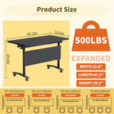JJPLOQD 8PCS Modular Folding Conference Table, Mobile Meeting Training Table